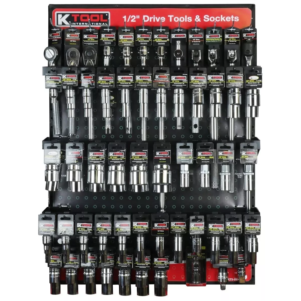 K Tool International KTI-0808 1/2″ Dr Tools Socs Display