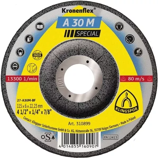 Klingspor A 30 M – Kronenflex grinding discs for Stainless steel, Steel