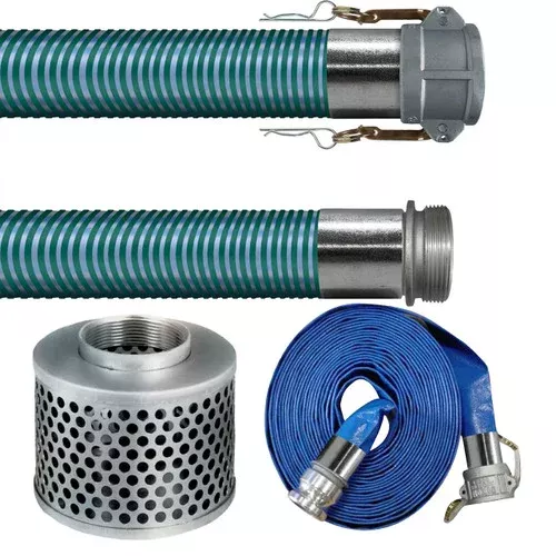 Kuriyama 1 1/2 in. Water Suction & Discharge Hose Kit w/ Strainer & Camlock Couplings – for Water Transfer Pumps