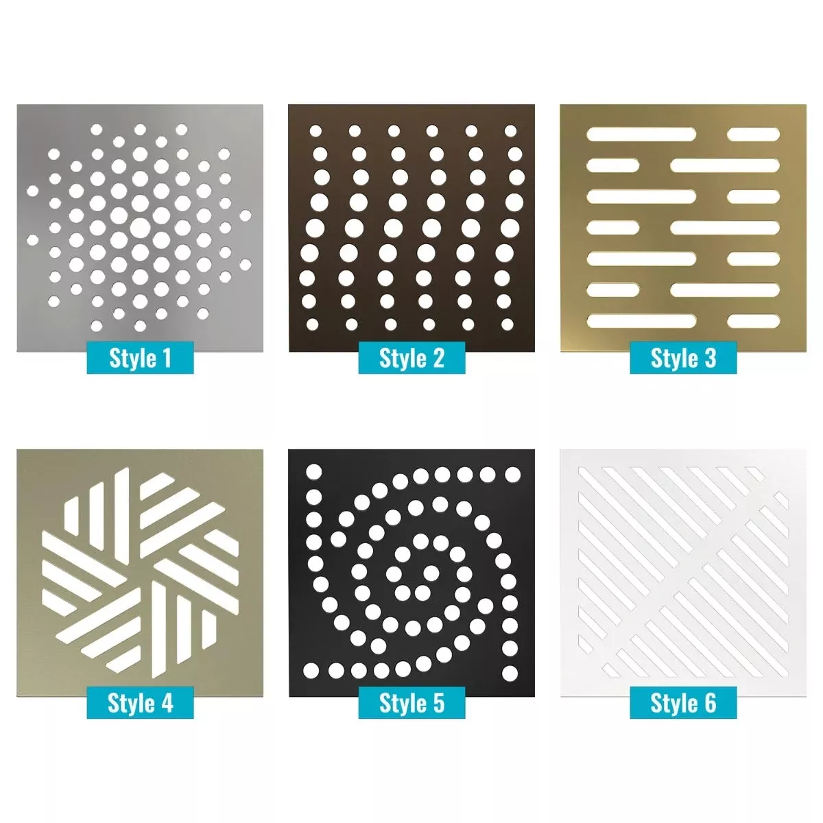 Laticrete HYDRO BAN Point Drain Grate| Brushed Gold / Style 1