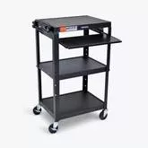 LUXOR Adjustable-Height Steel AV Cart - Pullout Keyboard Tray