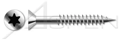 M6 X 35mm Particle Board Screws, Metric, Flat 6Lobe Torx(r) Drive, Part Thread, A4 Stainless Steel, Art. 9047