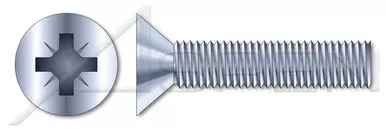 M8-1.25 X 45mm DIN 965 / ISO 7046, Metric, Machine Screws, Flat Pozi Recess Type Z, Steel, Zinc Plated