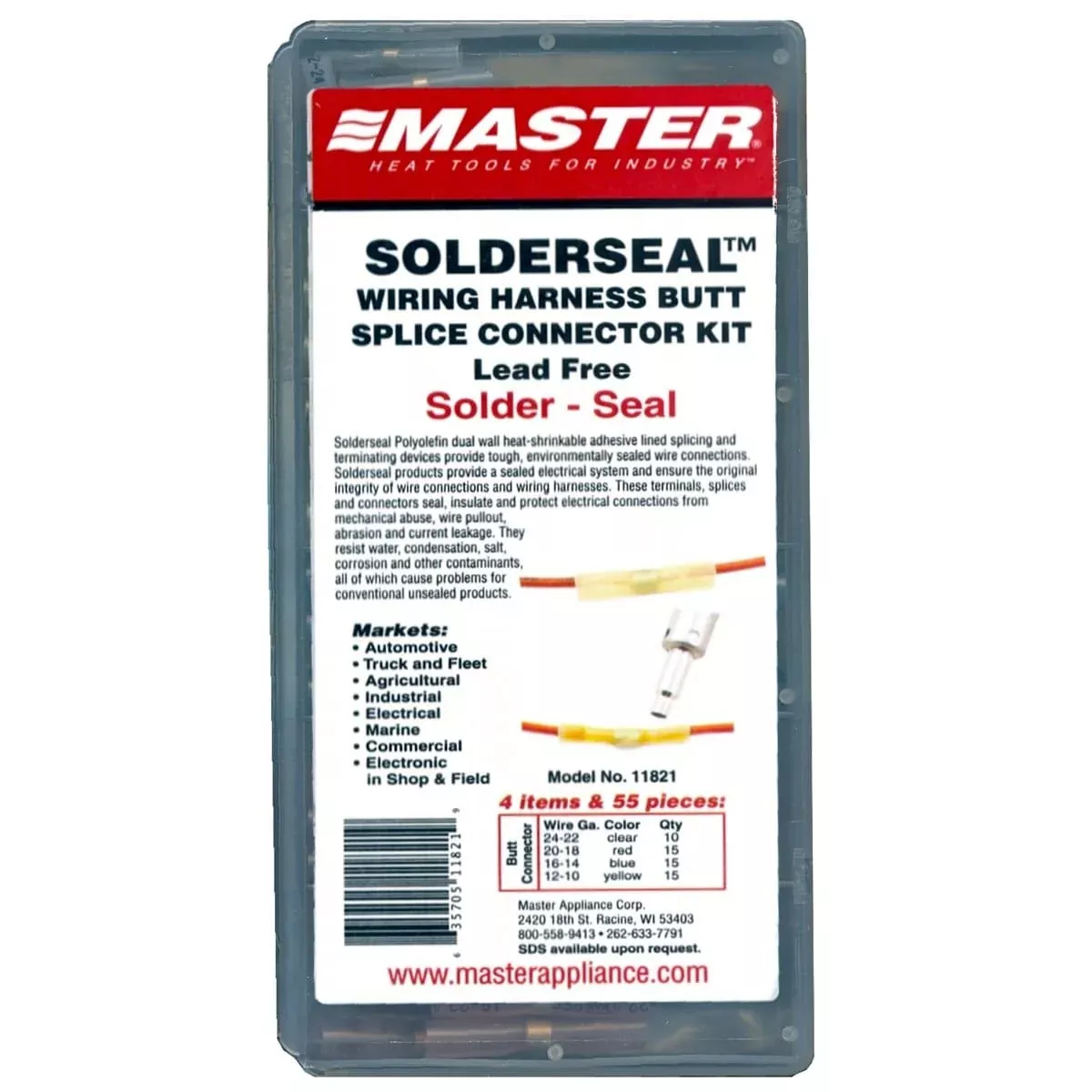 Master Appliance 11821 55Pc Solder And Seal Butt Splice Pack