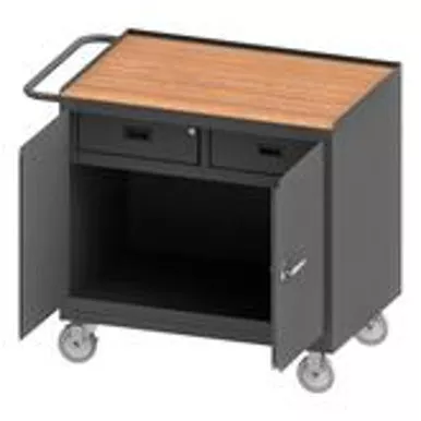 Mobile Bench Cabinet with Hard Board Top and 2 Drawers