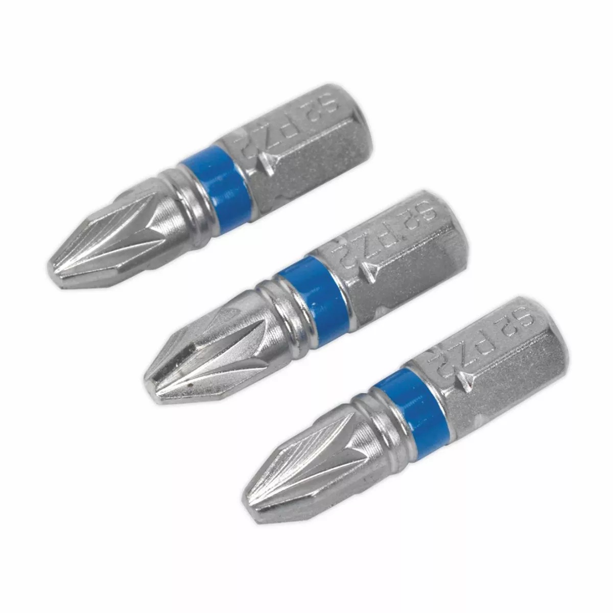 Power Tool Bit Pozi #2 Colour-Coded S2 25mm Pack of 3