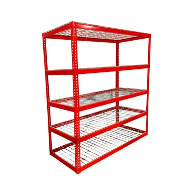 Red Bulk Rack - 5 Shelf Units - Wire Shelves