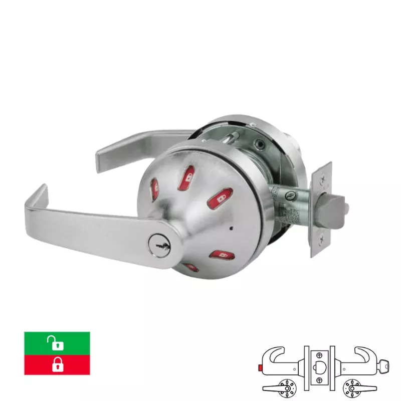 Sargent V33-10XG44-VSLL-LAKD Service Station Cylindrical Indicator Lock, Both Sides Visual Indicator