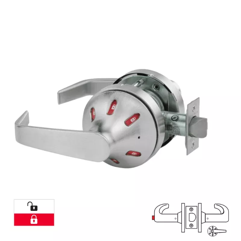 Sargent V60-10XU65-VSLL Privacy/Bathroom Function Cylindrical Indicator Lock, VSLL Trim Outside Only, White/Red, Non-Keyed