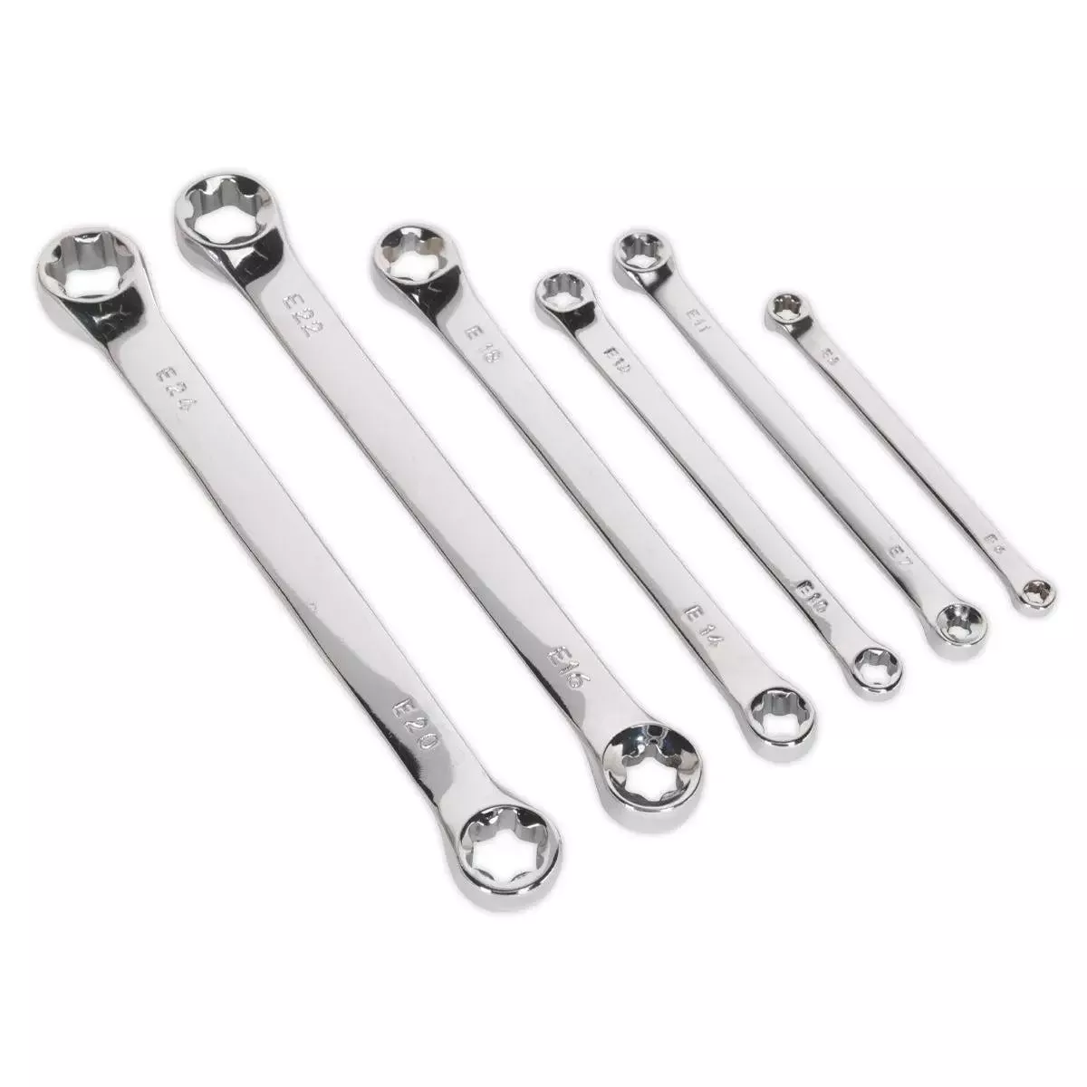 Siegen 6 Piece Trx Star Double End Spanner Set E6-E24 Torx Storage Mirror Finished
