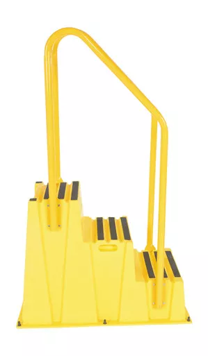 SPN-3-YL-HR 3 Step Nestable Poly Step Stool with Handrails - 1