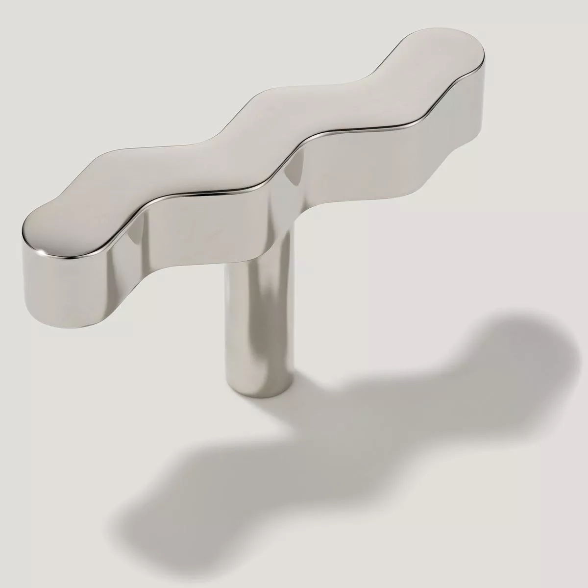 SQUIGGLE Single T Handle – Polished Nickel