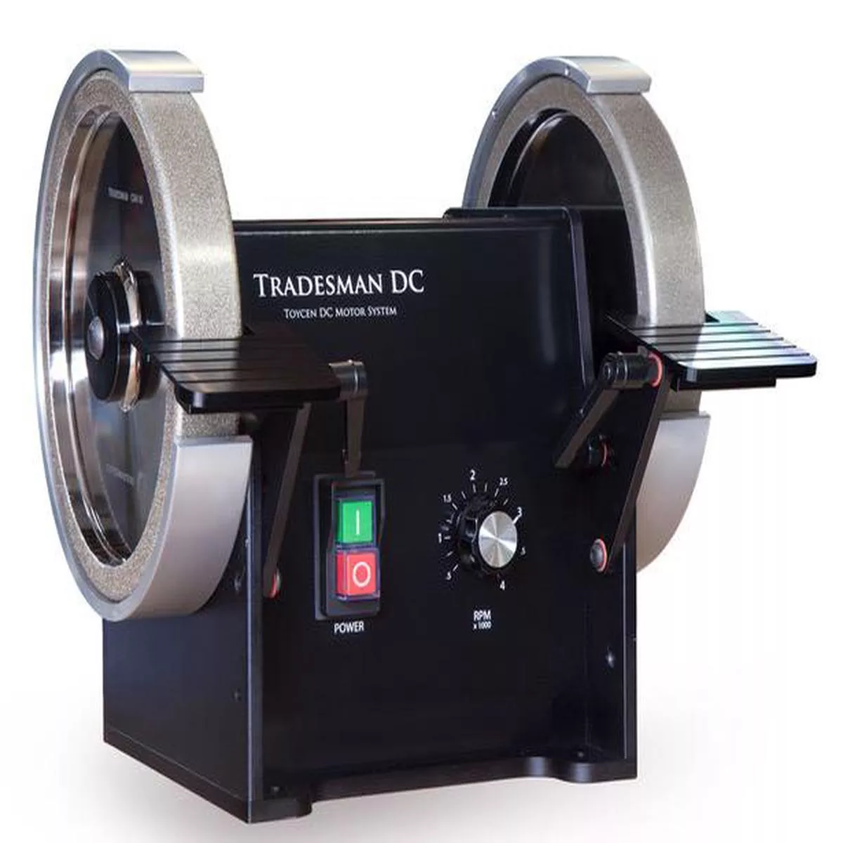Tradesman DC Variable Speed 8″ Bench Grinder CSA w Tradesmanleft-flat 80 & 600cr Grit Wheels w Standard Tool Rests