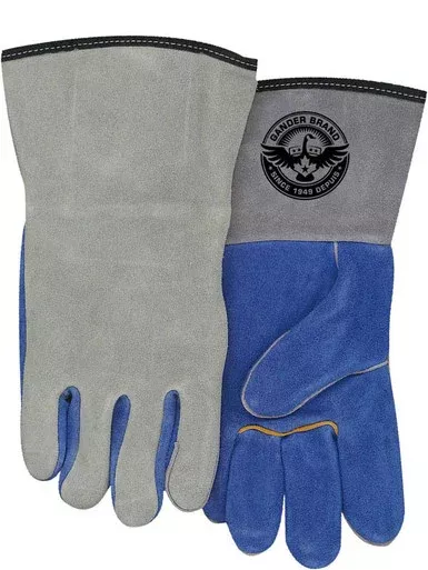 Welding Mitt Split Leather Blue/Grey Fully Lined | Genuine Leather | Bob Dale Gloves
