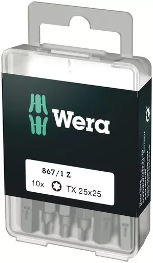 Wera 072409, 867/1 DIY TORX Bits, TX 25 x 25 mm, 10 pieces
