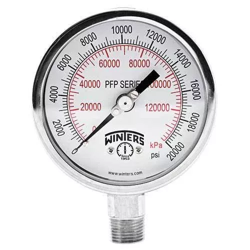 Winters PFP Series 2 1/2 in. PFP Premium Stainless Steel Liquid Filled Gauge w/ 1/4 in. Bottom Mount