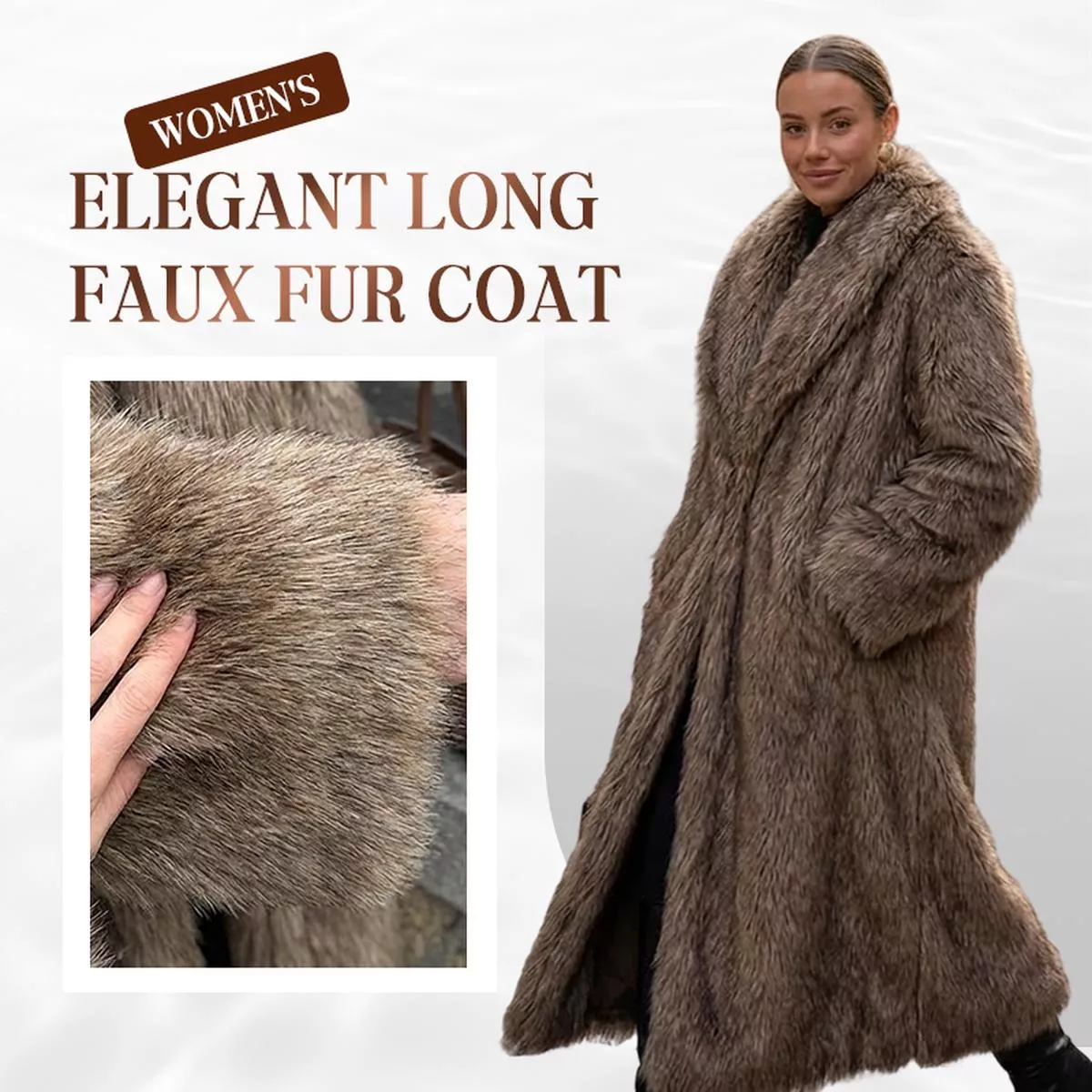Women’s Elegant Long Faux Fur Coat