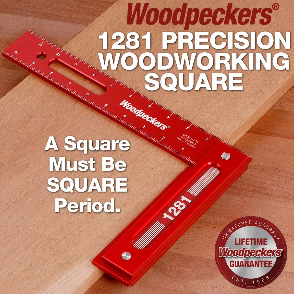 Woodpeckers 1281 Precision Woodworking Square – 12″ X 8″