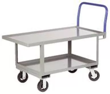 Work Height Platform Truck with Lower Shelf - Lip Edge Deck
