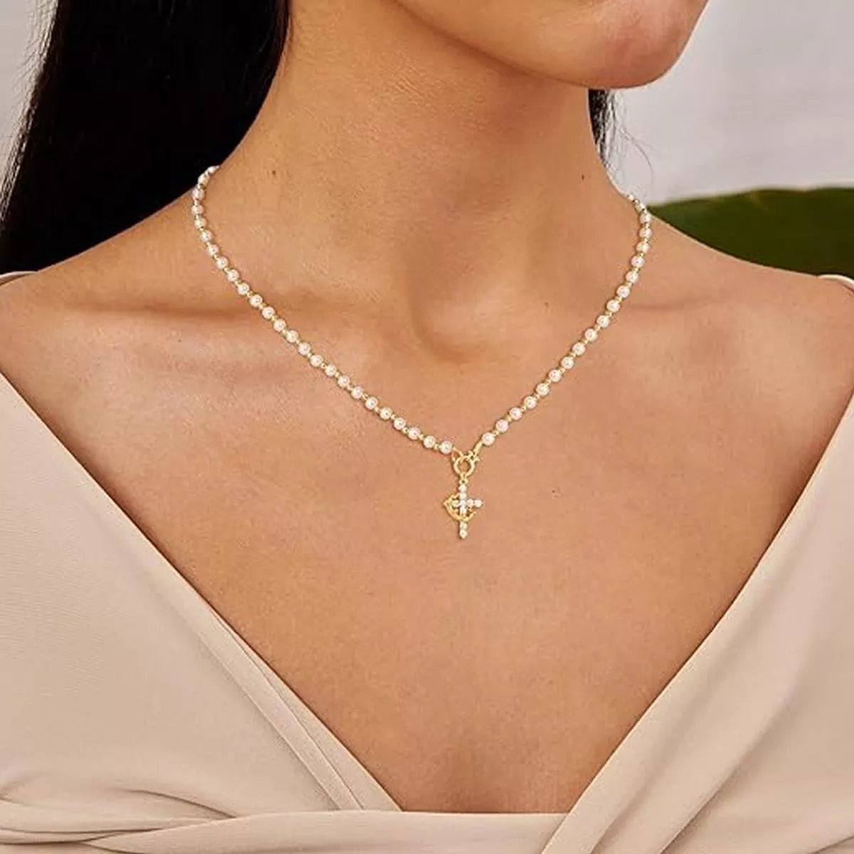 Zirconia Crown Cross Pendant Necklace